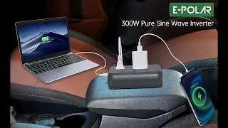 E-POLAR 300W Car Power Inverter Pure Sine Wave with 60W PD USB-C