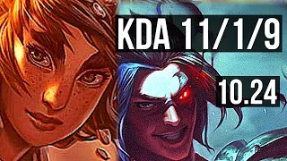 TALIYAH vs KAYN (JUNGLE) | 11/1/9, 900+ games, Legendary, 1.1M mastery | KR Master | v10.24