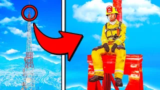 Firefighter got STUCK on Tower in GTA 5 during RESCUE!