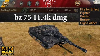 BZ-75 video in Ultra HD 4K🔝 11462 dmg, 4 kills, 1490 exp, 1280 block 🔝 World of Tanks ✔️