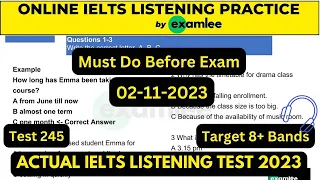 IELTS Listening Practice Test + Answers [ 02-11-2023 ] / Actual IELTS Test #examlee #ieltslistening