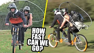 HOW FAST CAN A TANDEM MOUNTAIN BIKE GO? - PETROL PARAMOTOR MADNESS