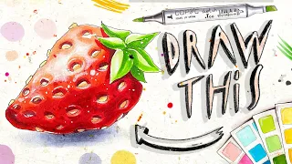 Drawing Strawberry with Markers TUTORIAL! | Coloring with Copic markers