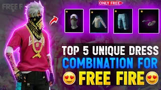 TOP 5 UNIQUE DRESS COMBINATION FOR ❤️ FREE FIRE || #freefirevideo #freefire