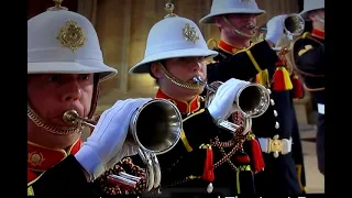 The Buglers Of The Royal Marine Perform Sound The Last Post At Prince Philip Funeral