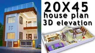 20X45 House plan with 3d elevation by nikshail