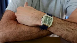 On wrist review of the Cartier Santos. Longterm ownership report. Blue vs. White & Large vs. Medium.