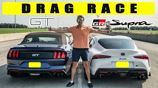 2021 Toyota Supra GR vs Ford Mustang GT 10 Speed, drag and roll race!