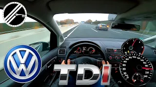 VW Touran 2.0 TDI 1T 140 PS Top Speed Drive On German Autobahn No Speed Limit POV