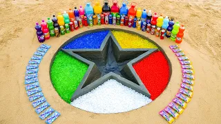 How to make a STAR from Cement & Orbeez, Experiment with Coca Cola, Fanta, Mtn Dew, Soda and Mentos