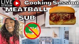 Gina Young live cooking session homemade meatball subs pull up