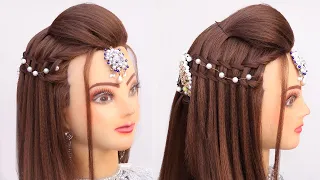 Engagement look for bride l wedding hairstyles kashee's l easy open hairstyles l short hair styles