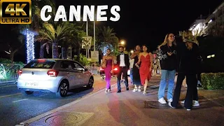 4K Cannes Walking Tour by Night  💛 International Film Festival 2021 - Part 1