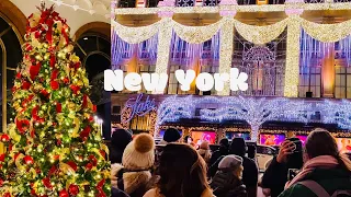 [4K]🇺🇸NYC Walk🗽Christmas Lights 2021🎄Saks Fifth, Lotte NY Palace, Rockefeller Center | Nov 2021