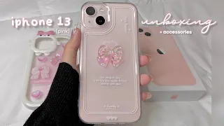 🎀 Unboxing Iphone 13 [pink 🌷] in 2023 + accessories 🍬