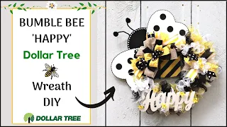 DIY Dollar Tree Bee Wreath | Bumble Bee Wreath Decor (Step by Step Bumblebee Wreath diy Tutorial)