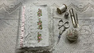 Creating a needle book including scissors ...  with embroideries, slow stitching, silk ribbon rose