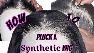 STEP BY STEP‼️ HOW TO PLUCK A Synthetic Lace Front WIG TUTORIAL for BEGINNERS | Miss Khrissy