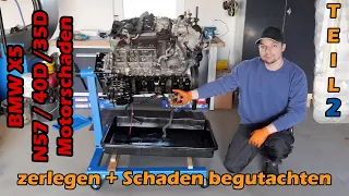 BMW X5 N57 40d bzw. 35d Motor komplett zerlegen und Schaden begutachten, Lagerschaden