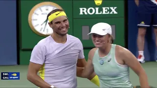 Rafael Nadal playing double with Iga Swiatek