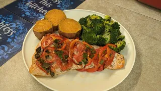 Air Fryer Garlic Rub Salmon Fish (Omega 3), Broccoli And Sweet Potatoes