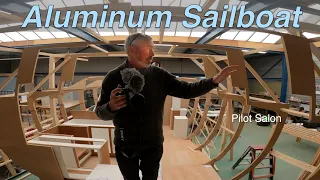 Boat Tour! ALUMINUM Sailboat Pt 15 - INTERIOR Layout Enksail Orion 49 | LEWMAR Factory Tour