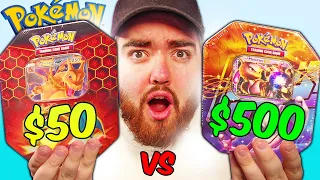 $50 vs $500 Pokemon Collectors Tin