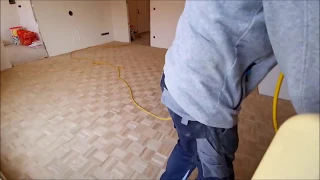 sanding and finishing parquet flooring