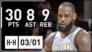 LeBron James Full Highlights Cavaliers vs 76ers (2018.03.01) - 30 Pts, 9 Reb, 8 Assists