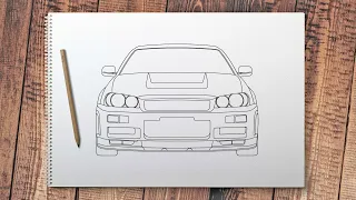 How to Draw a Nissan Skyline R34 GT-R