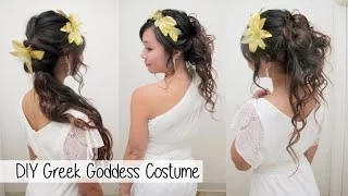 DIY Greek Goddess Costume l Hair Accessories & No Sew Toga