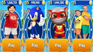 Tag with Ryan vs Sonic Dash vs Talking Tom Hero Dash vs Vlad & Niki Run All Characters