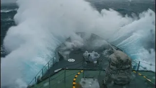 A warship in 12 ball storm.