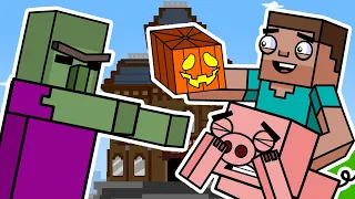 ZOMBIES INVADE HAUNTED HOUSE!! | Block Squad (Minecraft Animation)