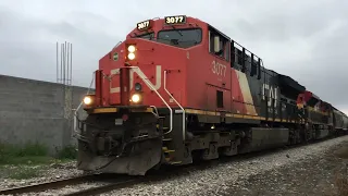 CN ET44AC #3077  y KCSM SD70ACe #4204