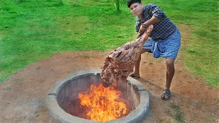 6 HOURS OF ROASTING A HUGE THIGH OF BEEF TANDOOR | YUMMY BEEF ROASTING