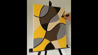 Do you like the details of this yellow-themed abstract painting?🟡 #short #abstractart  #acrylicart