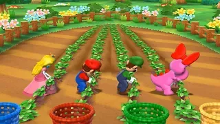 Mario Party 9 Garden Battle - Peach vs Mario vs Luigi vs Birdo| Cartoons Mee