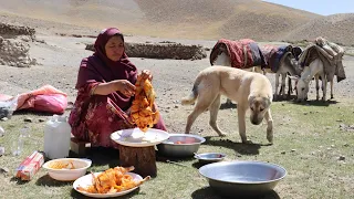 Shepherd Mother Cooking Shepherd's Food in the Nature | Village life in Afghanistan