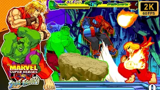 Marvel Super Heroes vs. Street Fighter - Hulk & Ken (Arcade / 1997) 2K 60FPS