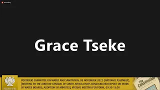 Portfolio Committee on Water and Sanitation, 08 November 2022,