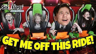 WHO IS BRAVER CHALLENGE!!! Scary Rides and Monsters at Fright Fest Six Flags Magic Mountain!