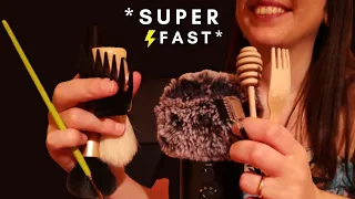 ASMR - FAST AND CHAOTIC MIC BRUSHING WITH FLUFFY COVER for sleep, study, relax | Whispering