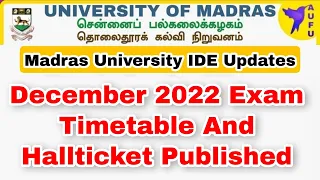 Madras University IDE Dec 2022 Exam Timetable And Hallticket Published 👍