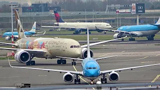 Huge traffic ! Amsterdam Schiphol Plane Spotting 🇳🇱 Rush hour - Close up Heavy landing /take off