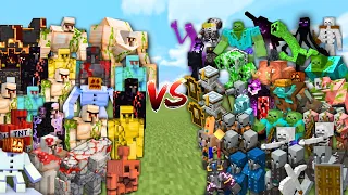 ALL GOLEMS vs ALL MOBS in Minecraft Mob Battle