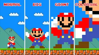 Mario but Mini vs Small vs Big vs Giant vs Colossal in New Super Mario Bros. Wii!