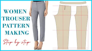Basic Pant Pattern Drafting For Beginners | How To Make Women's Trouser Pattern [Detailed]