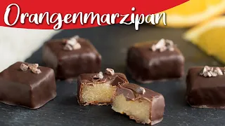 Orangenmarzipan Pralinen | einfache Pralinen selber machen ohne Form | Marzipan Schnittpraline