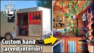 He built a whimsical TINY HOME hidden inside a CARGO TRAILER